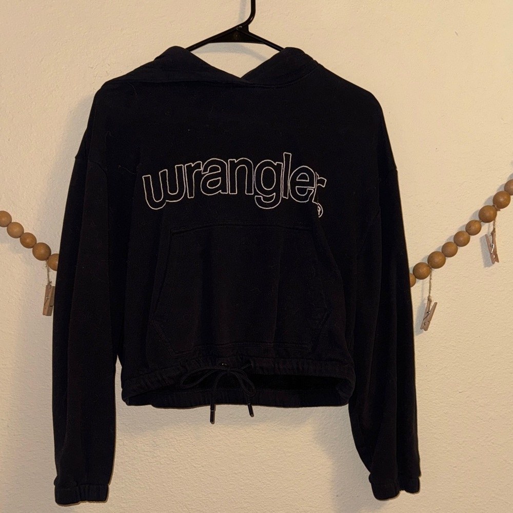 Wrangler Black Women's Hoodie Crop Top